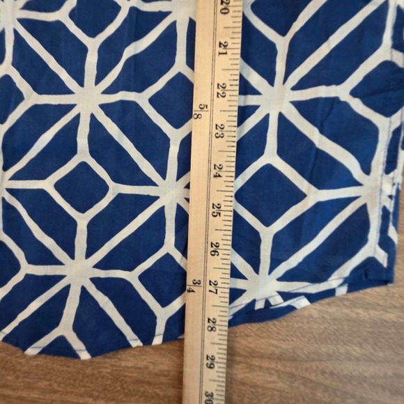 Piombo Mens Blue Geometric Print Short Sleeve Button Down Shirt - Large - Picture 14 of 15